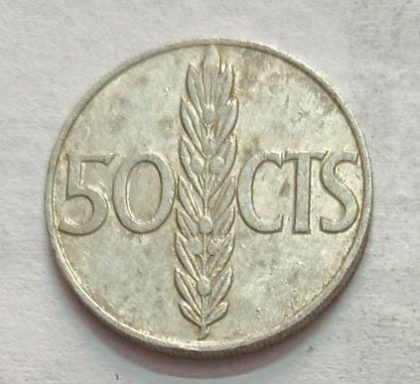 SPAIN 50 Centimos 1966 (USED}