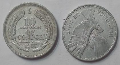 CHILE  10 CENT Coin 1957 (USED)