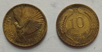 CHILE  10 CENT Coin 1966 (USED)