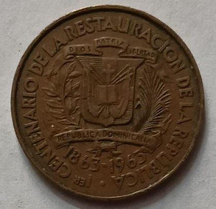 Dominican Republic 1 Centavo Coin 1963 (used) - Image 2