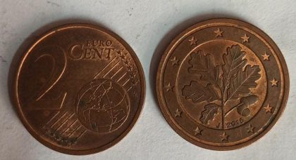 2 EURO Cent Coin 2015 (used)