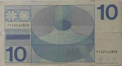 Nederland  Currency 10 Gulden1968  (used) - Image 2