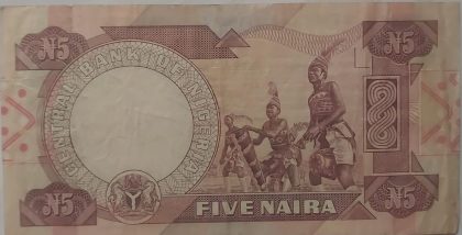 Nigeria Currency 5 Niara2002 (used) - Image 2