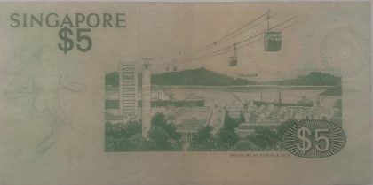 Singapore Currency 5 Dollars1976 (used) - Image 2