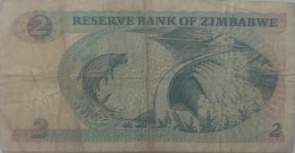Zimbabwe Currency 2 Dollars 1983 (used) - Image 2