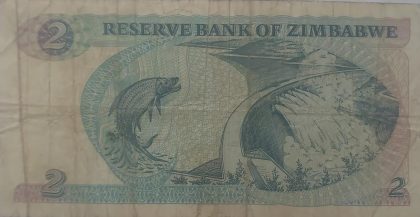 Zimbabwe Currency 2 Dollars 1983 (used) - Image 2
