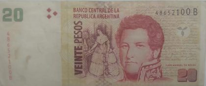 ARGENTINA Currency 20 Pesos 2002 (Used) - Image 2