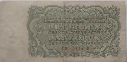 CZECHOLOSLOVAIKA Currency 5 Korun 1961 (Used)