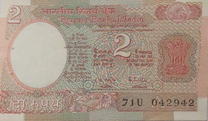 2 Rupee note Governor R.N.MALHOTRA Inset A (1985-1990) UNC