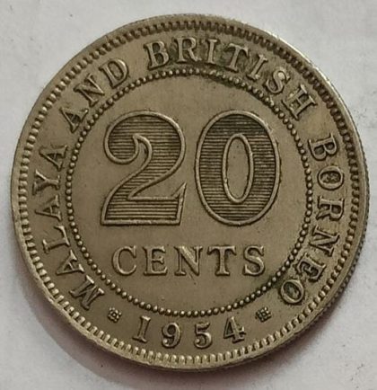 MALAYA 20 CENTS 1954 Coin (Used)