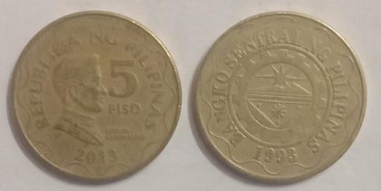 PHILIPPINES  5 PISO Coin 2013(used)