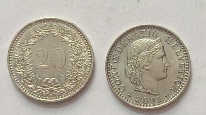 SWITZERLAND 20 Rappen1965 Confoederatio Helvetica  Coin(used)