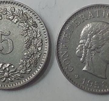SWITZERLAND 5 Rappen1958 Coin (used)