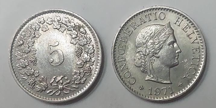 SWITZERLAND 5 Rappen1971 Coin(used)