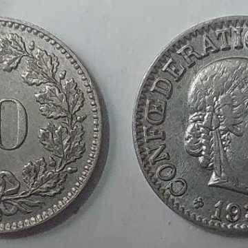 SWITZERLAND 10 Rappen 1939 Confoederatio Helvetica Coin(used)