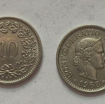 SWITZERLAND 10 Rappen 1968 Confoederatio Helvetica Coin (used)