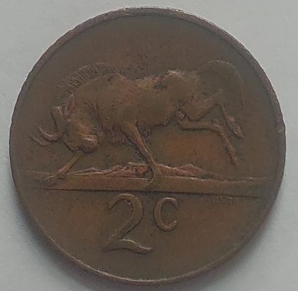SOUTH AFRICA 2 Cent Coin 1965 (used) - Image 2
