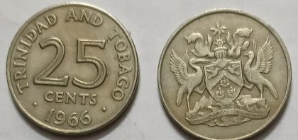 Trinidad and tobago 25 cents Coin  1966  (Used)