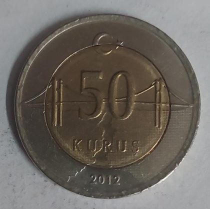 TURKEY 50 KURUS Coin 2012  (used)