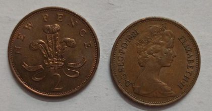 UK 2 New Pence Coin 1981 (USED)
