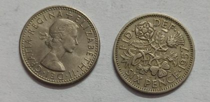 UK 6 Pence Coin 1957 (USED)