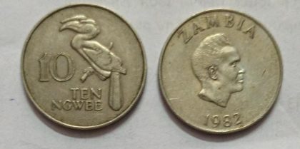 ZAMBIA 10 NGWEE 1982 Coin (USED)