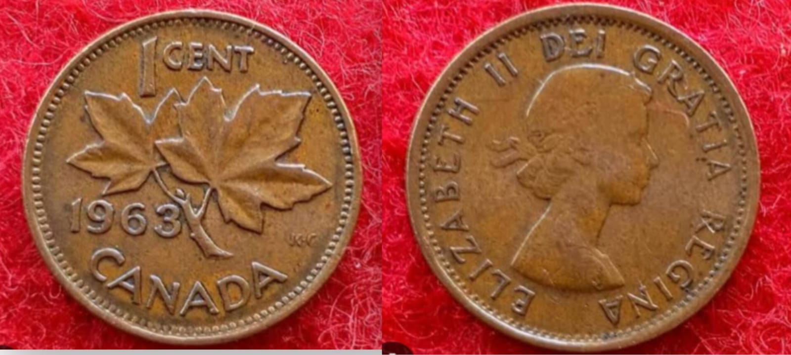 1 Cent Canada 1963 Elizabeth II D.G. Regina Used