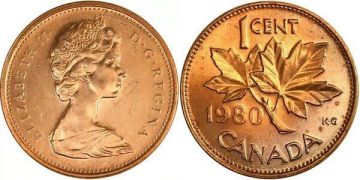 1 Cent Canada 1980 Elizabeth II D.G. Regina Used