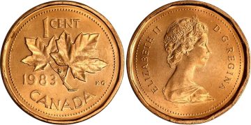 1 Cent Canada 1983 Elizabeth II D.G. Regina Used
