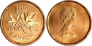 1 Cent Canada 1986 Elizabeth II D.G. Regina Used