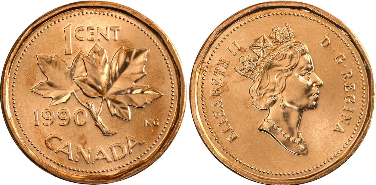 1 Cent Canada 1990 Elizabeth II D.G. Regina Used