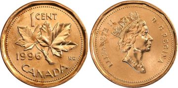 1 Cent Canada 1996 Elizabeth II D.G. Regina Used