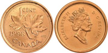 1 Cent Canada 1998 Elizabeth II D.G. Regina Used