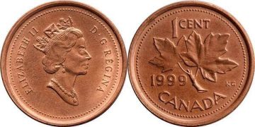 1 Cent Canada 1999 Elizabeth II D.G. Regina Used