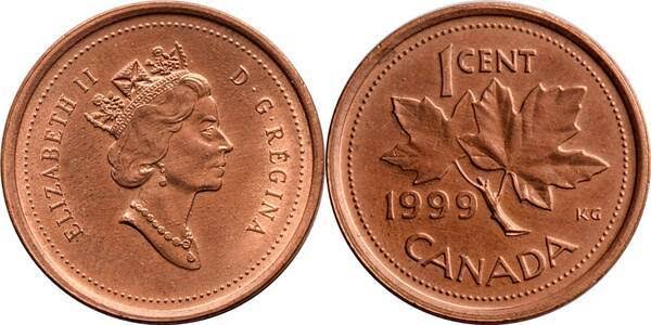 1 Cent Canada 1999 Elizabeth II D.G. Regina Used