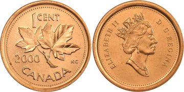 1 Cent Canada 2000 Elizabeth II D.G. Regina Used