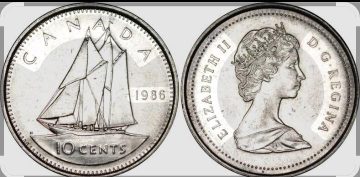 10 Cents Canada 1986 Elizabeth II D.G Regina