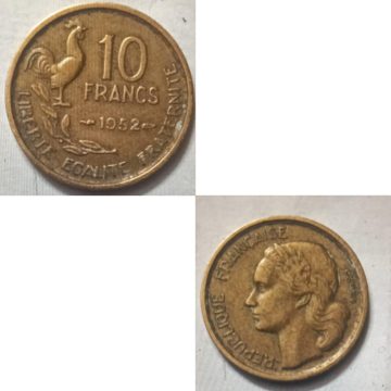 10 Centimes 1952 Liberte Egalite Fraternite Used