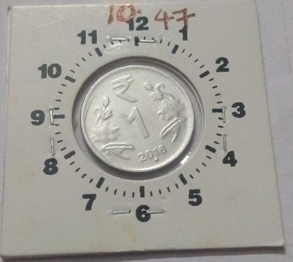 1 RUPEE 2016 NOIDA MINT 6 O' CLOCK ROTATION ERROR COIN USED