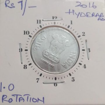 1 RUPEE 2016 HYDERABAD MINT 1 O'CLOCK ROTATION -ERROR COIN UNC