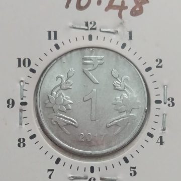 1 RUPEE 2017 CALCUTTA MINT 1 O'CLOCK ROTATION -ERROR COIN UNC