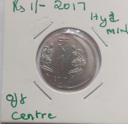 1 RUPEE 2017 HYDERABAD MINT OFF CENTRE -ERROR COIN UNC