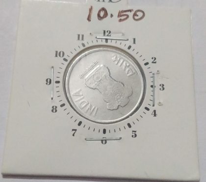 1 RUPEE 2019 NOIDA MINT 4.30 CLOCK ROTATION ERROR COIN USED - Image 2