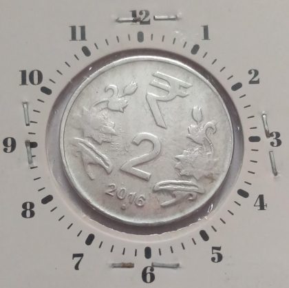 2 RUPEES 2016 NOIDA MINT 1.00 ROTATION ERROR COIN UNC - Image 2