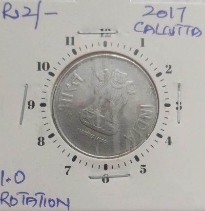 2 RUPEES 2017 CALCUTTA MINT 1.00 ROTATION ERROR COIN USED