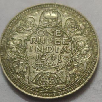 KING GEORGE VI- 1 RUPEE INDIA  1941  SILVER COIN (USED)