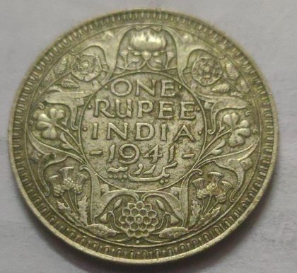 KING GEORGE VI- 1 RUPEE INDIA  1941  SILVER COIN (USED)
