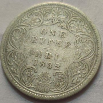 QUEEN VICTORIA- 1 RUPEE INDIA 1882 SILVER COIN (USED)