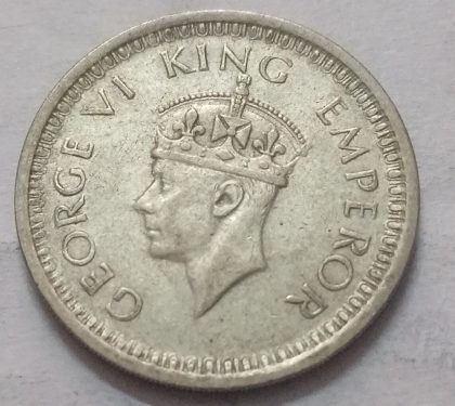 KING GEORGE VI- 1 RUPEE INDIA 1945 SILVER COIN -LAHORE MINT(USED) - Image 2