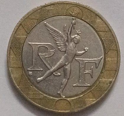 10 Francs 1990 Republique Francaise Nickel Brass (used) - Image 2